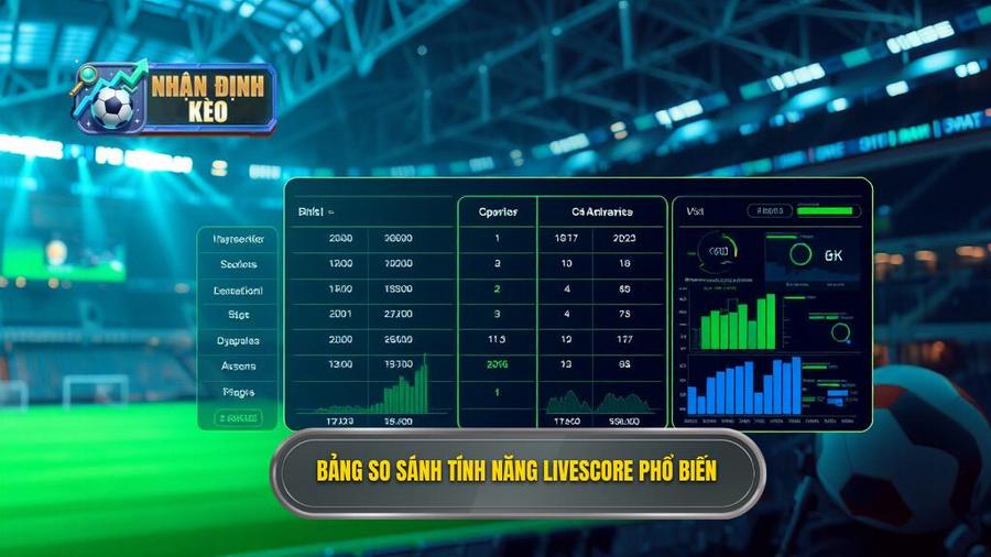 Bảng so sánh các tính năng Livescore phổ biến
